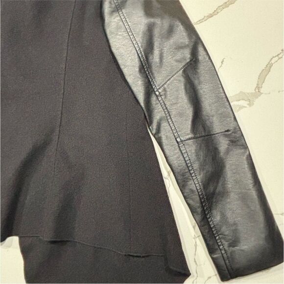 GUESS | Waterfall Women’s Open Front PU Leather Sleeves Wool Jacket M - Picture 9 of 16